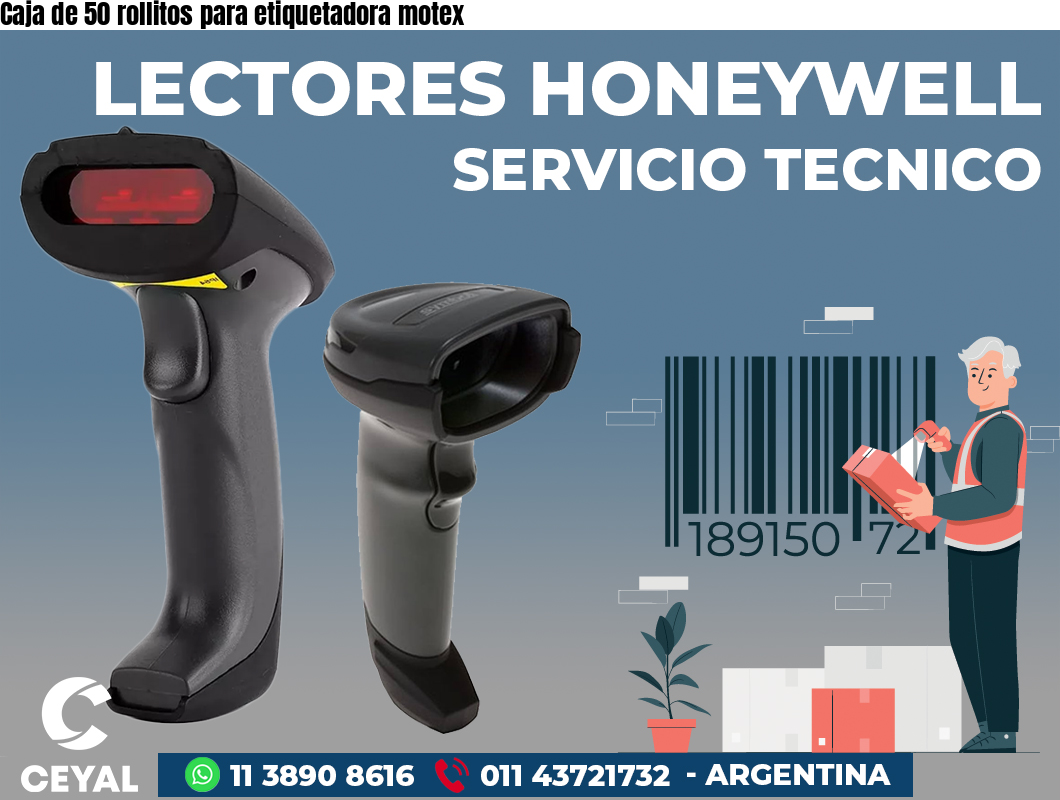 Caja de 50 rollitos para etiquetadora motex