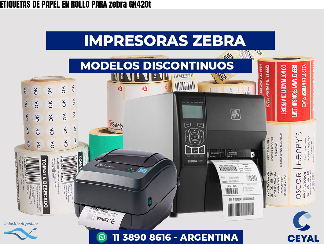 ETIQUETAS DE PAPEL EN ROLLO PARA zebra GK420t