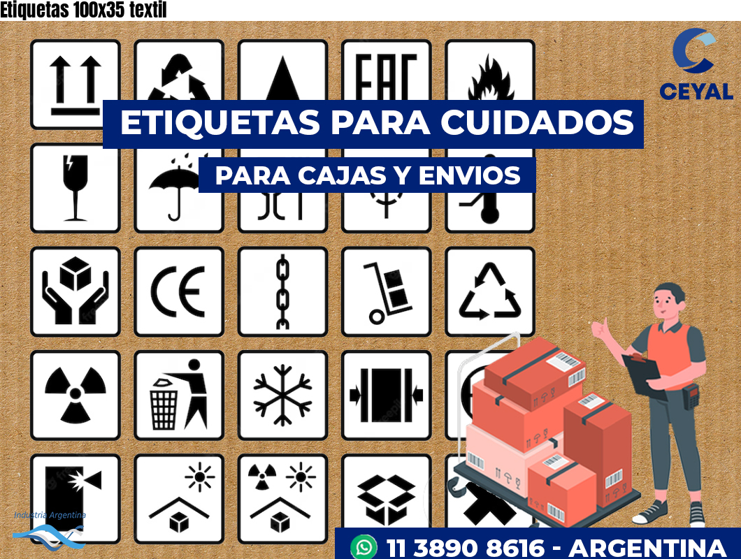 Etiquetas 100x35 textil