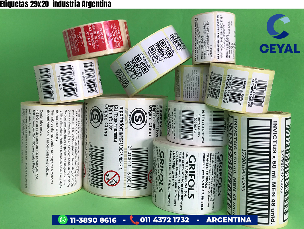 Etiquetas 29x20  industria Argentina