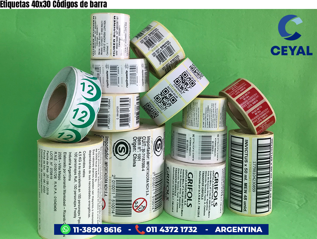 Etiquetas 40x30 Códigos de barra