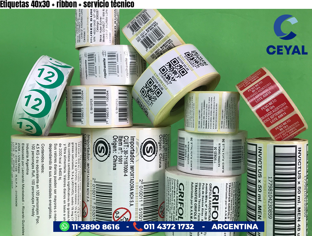 Etiquetas 40x30 ribbon servicio técnico