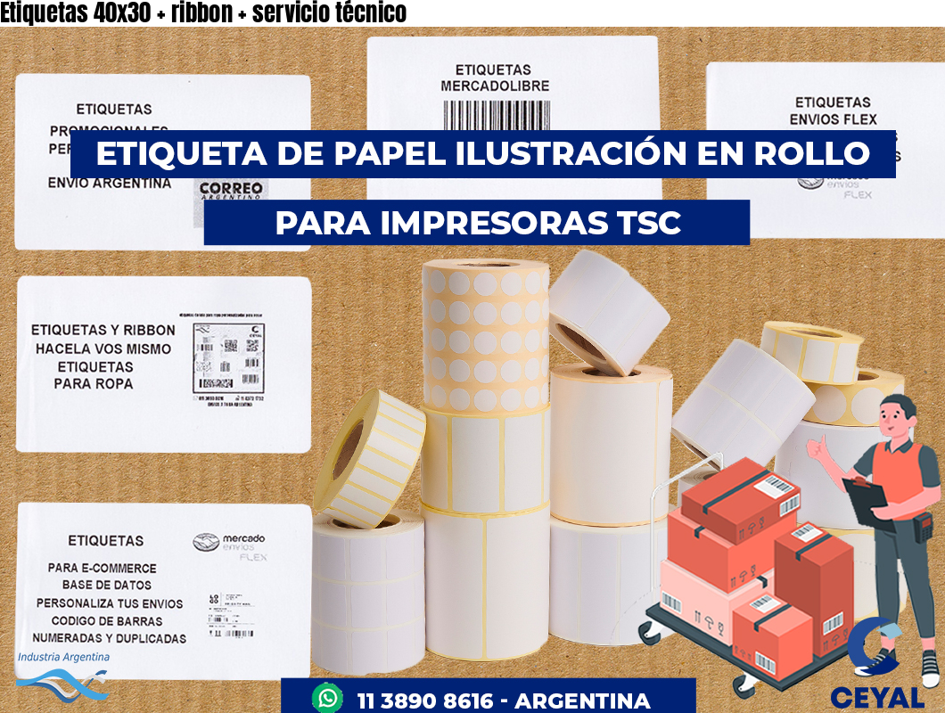 Etiquetas 40x30 ribbon servicio técnico