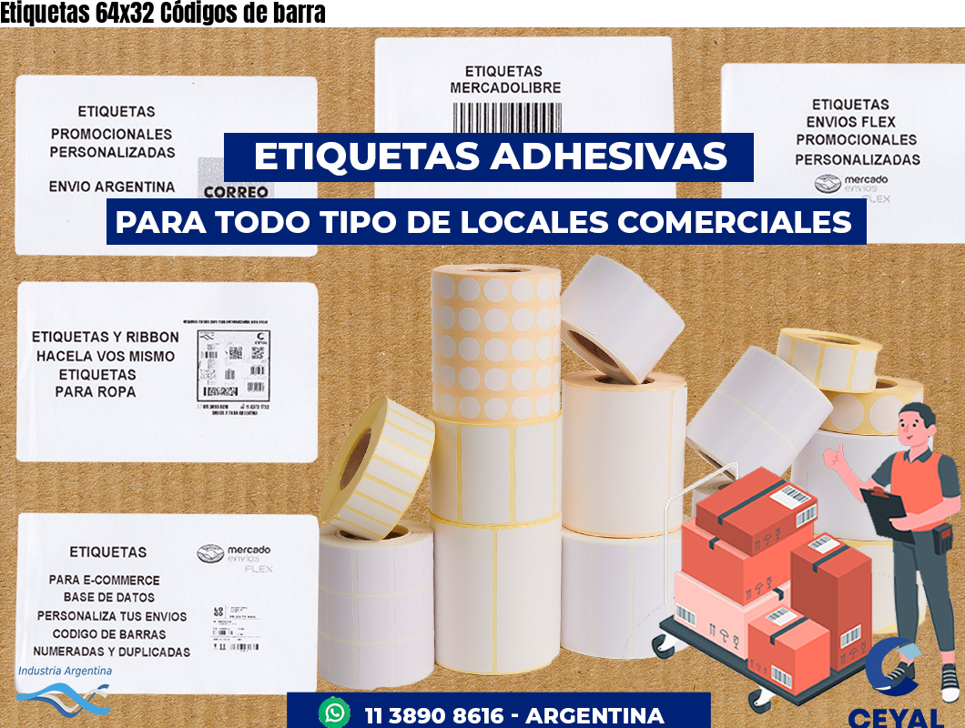 Etiquetas 64x32 Códigos de barra