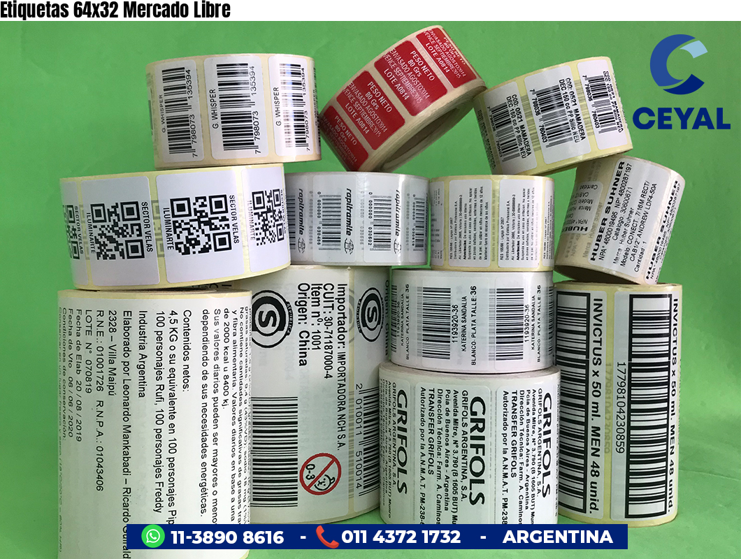 Etiquetas 64x32 Mercado Libre