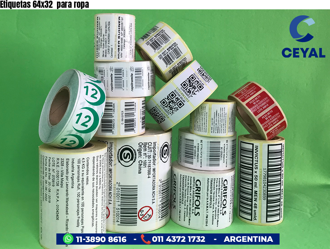 Etiquetas 64x32 para ropa