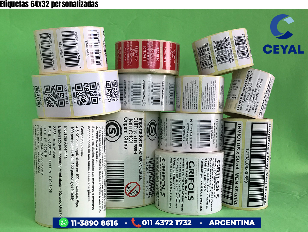 Etiquetas 64x32 personalizadas