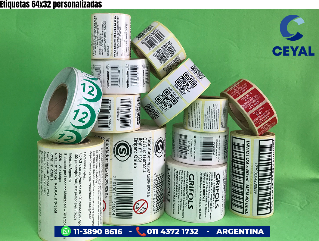 Etiquetas 64x32 personalizadas