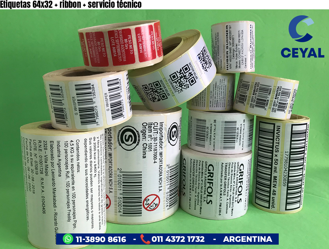 Etiquetas 64x32 ribbon servicio técnico