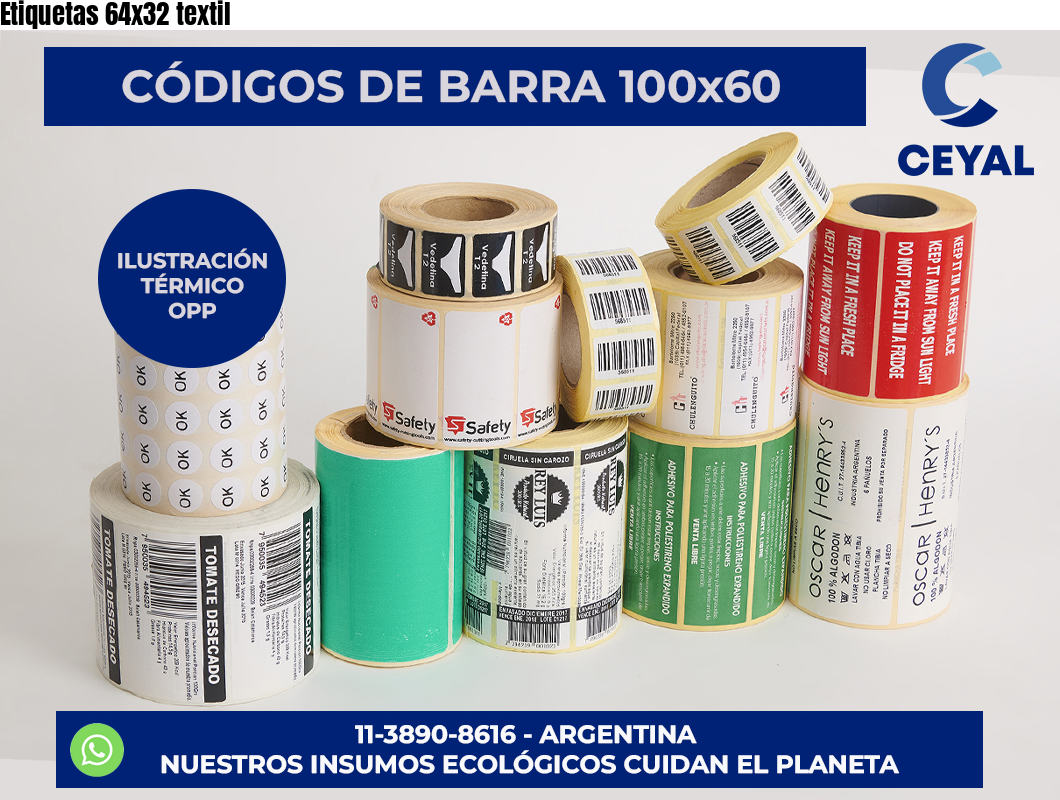 Etiquetas 64x32 textil