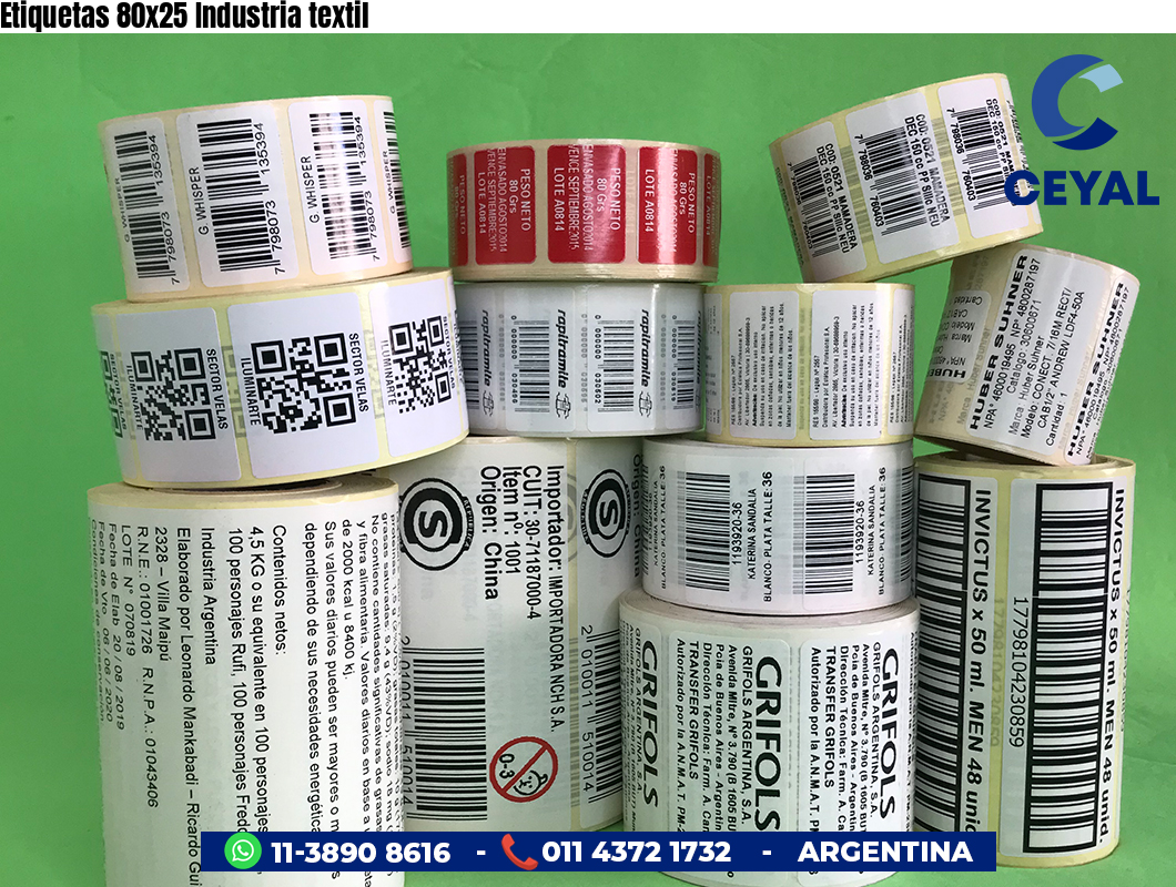 Etiquetas 80x25 Industria textil
