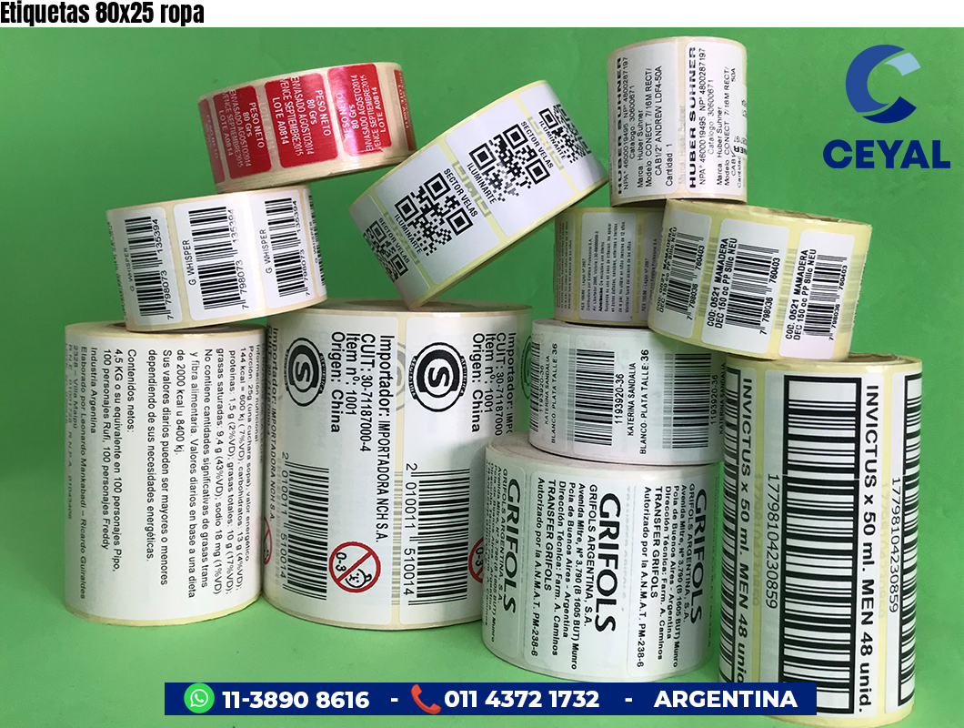 Etiquetas 80x25 ropa