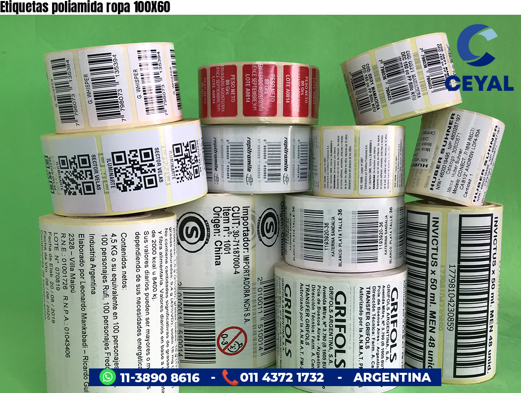 Etiquetas poliamida ropa 100X60