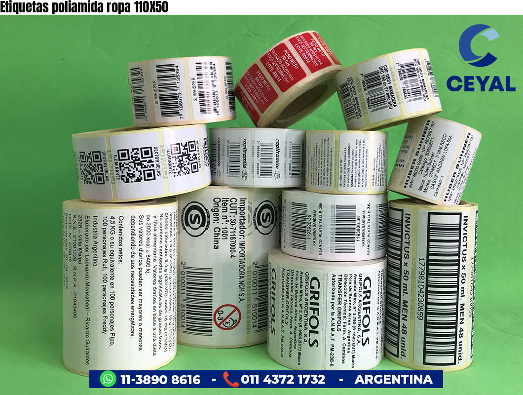 Etiquetas poliamida ropa 110X50