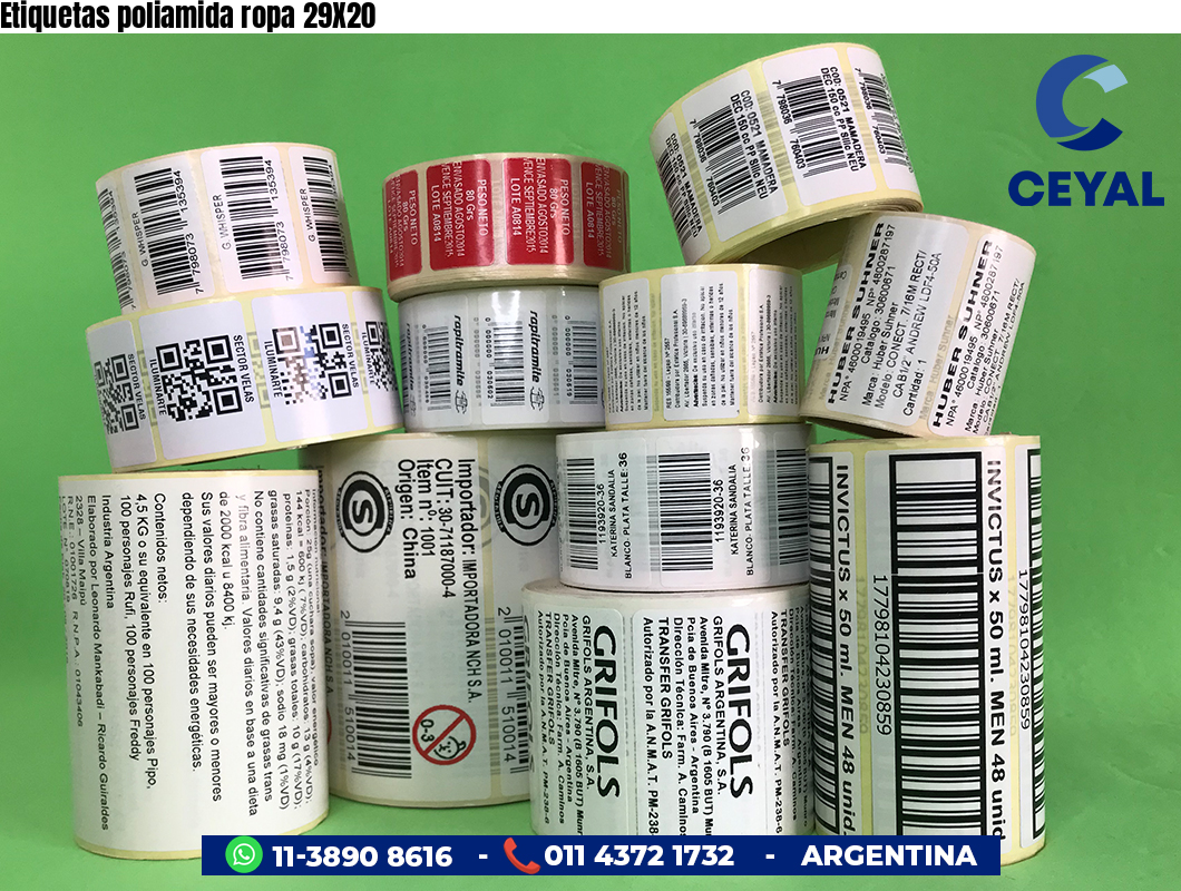 Etiquetas poliamida ropa 29X20