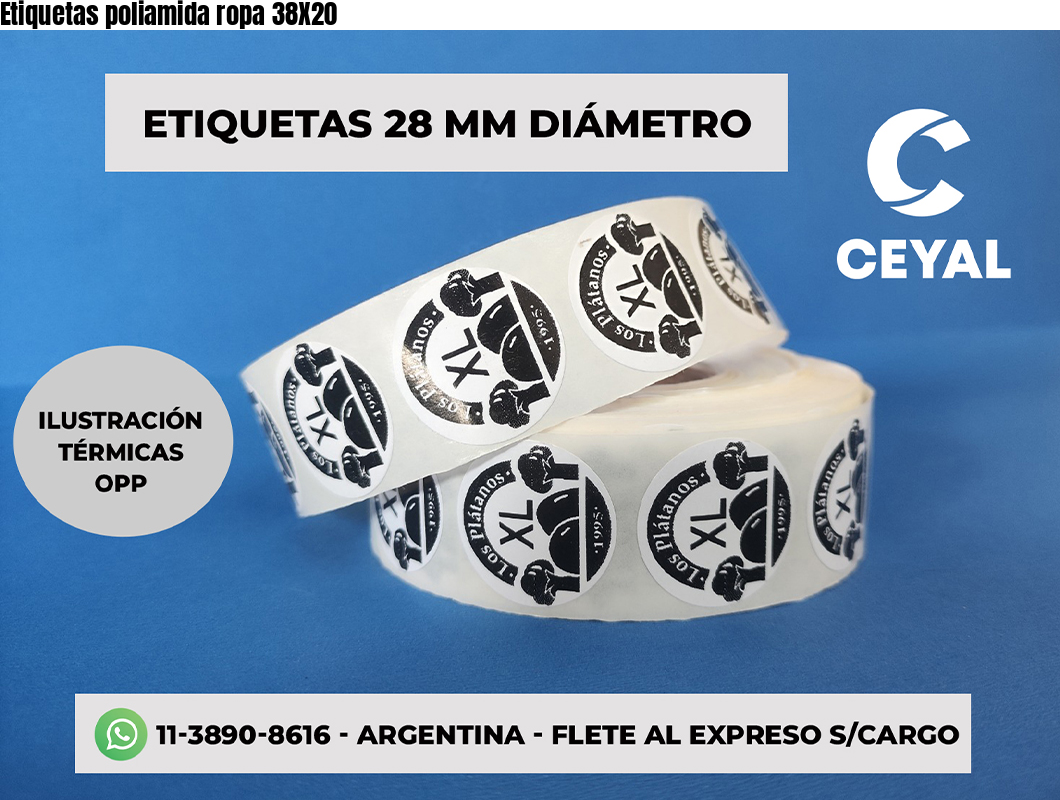 Etiquetas poliamida ropa 38X20