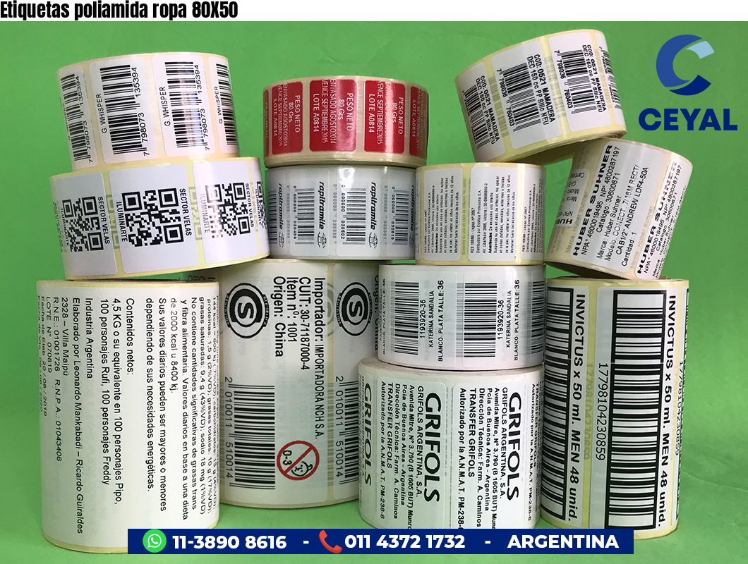 Etiquetas poliamida ropa 80X50
