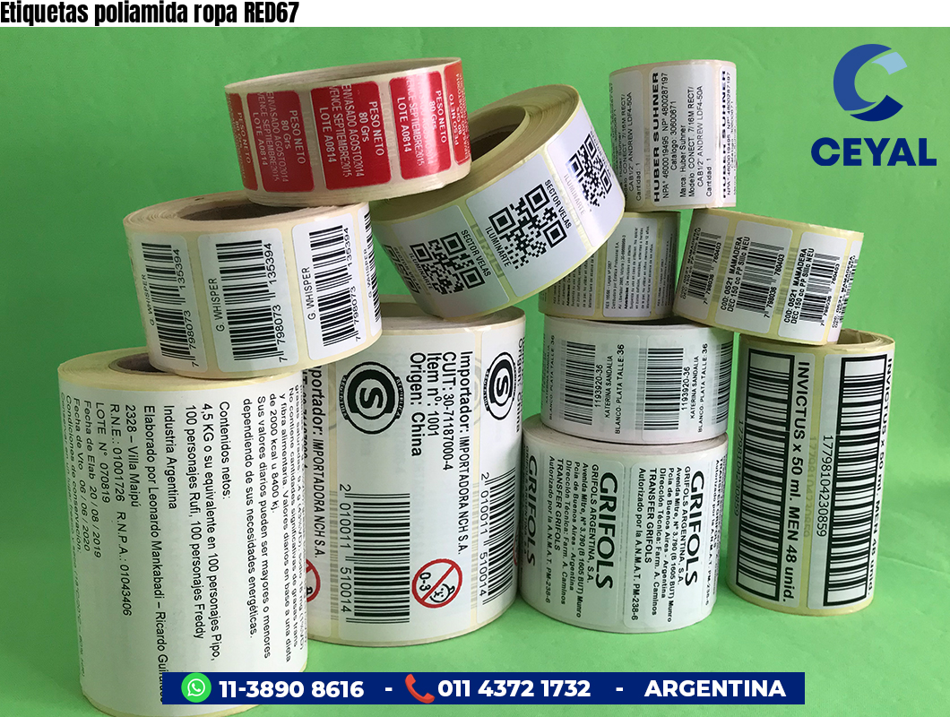 Etiquetas poliamida ropa RED67