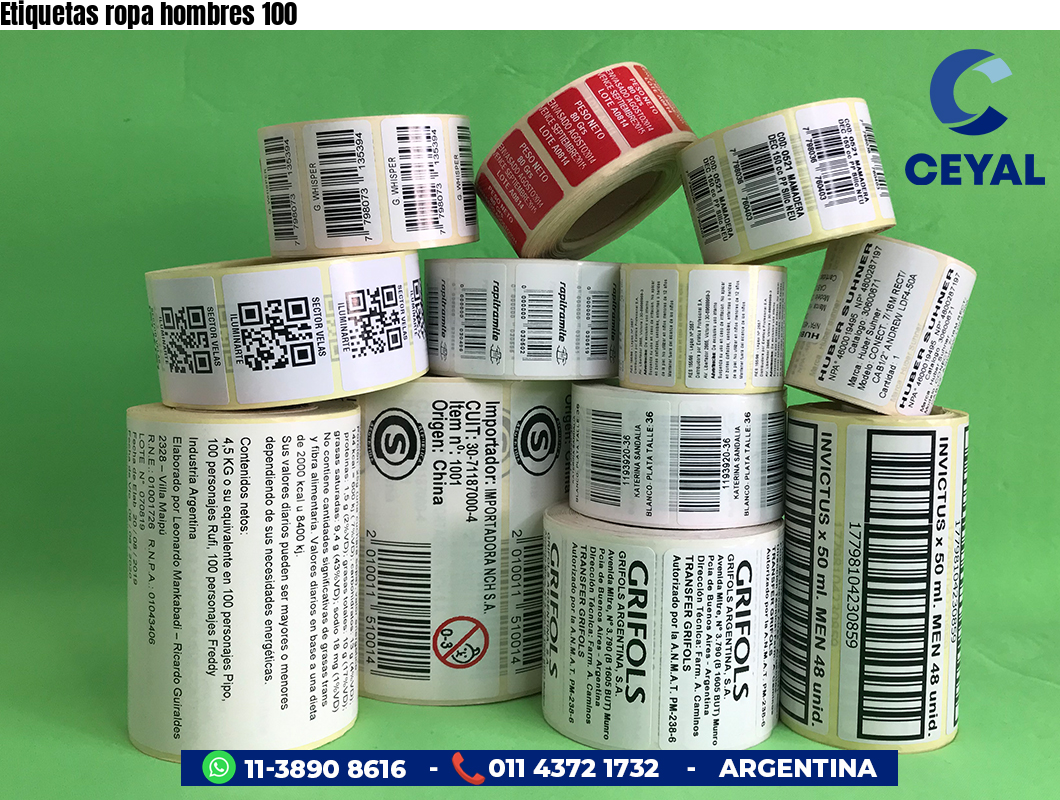Etiquetas ropa hombres 100