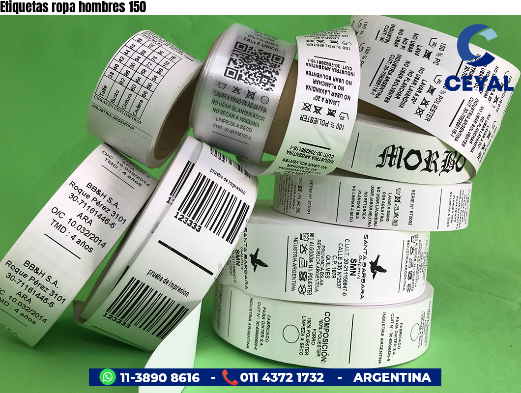 Etiquetas ropa hombres 150