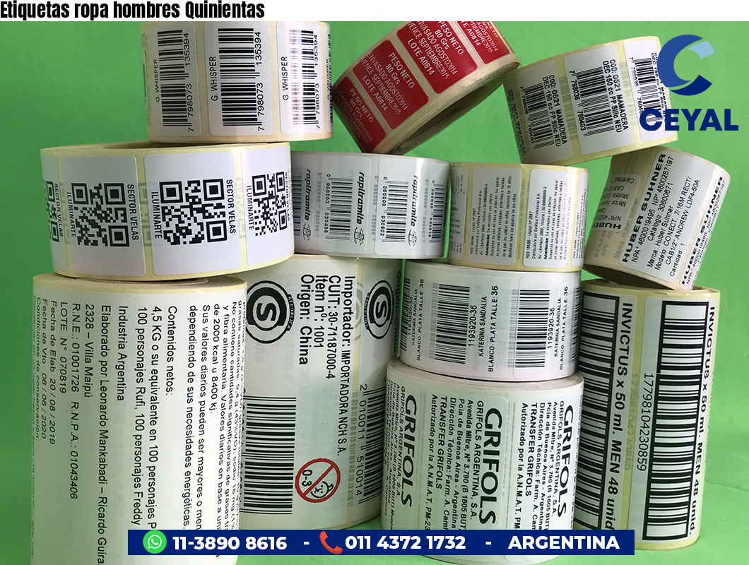 Etiquetas ropa hombres Quinientas