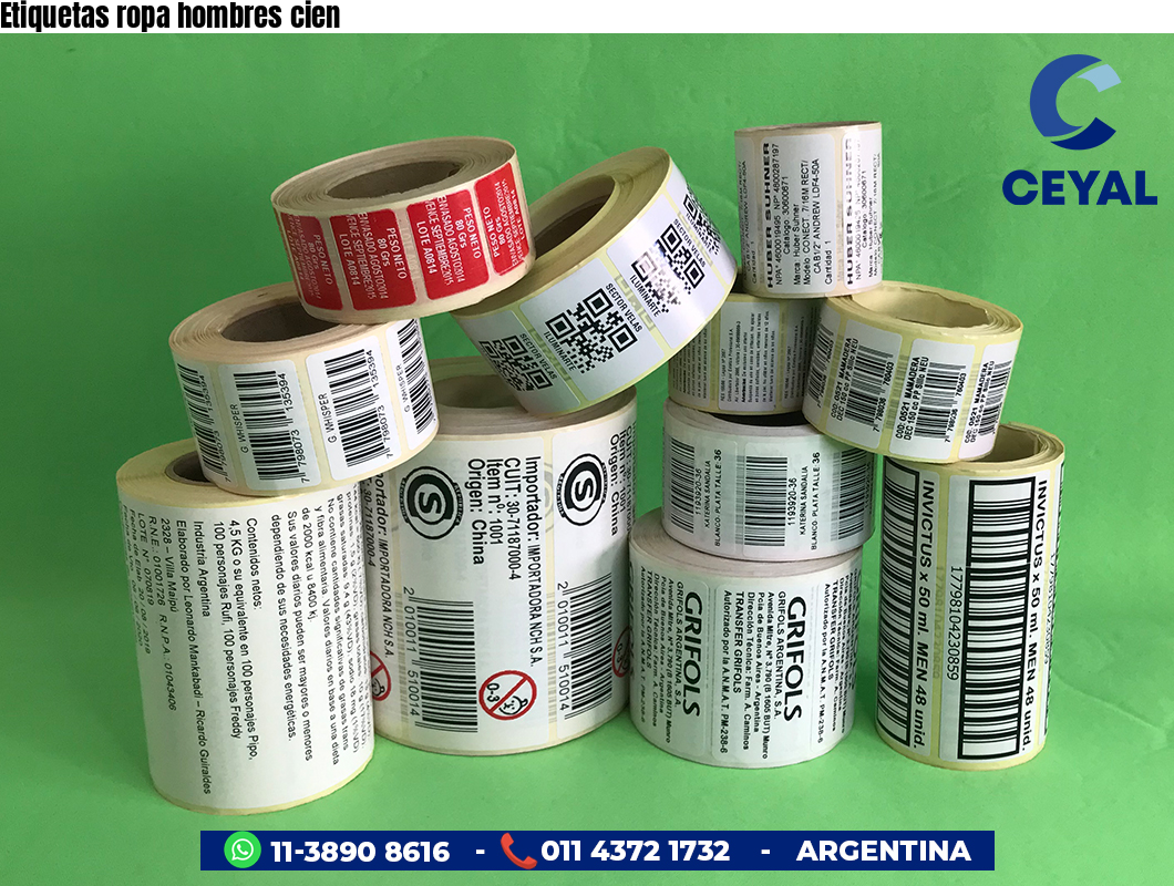 Etiquetas ropa hombres cien