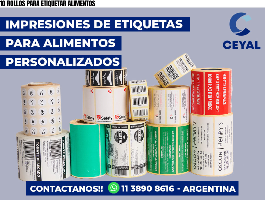 10 ROLLOS PARA ETIQUETAR ALIMENTOS
