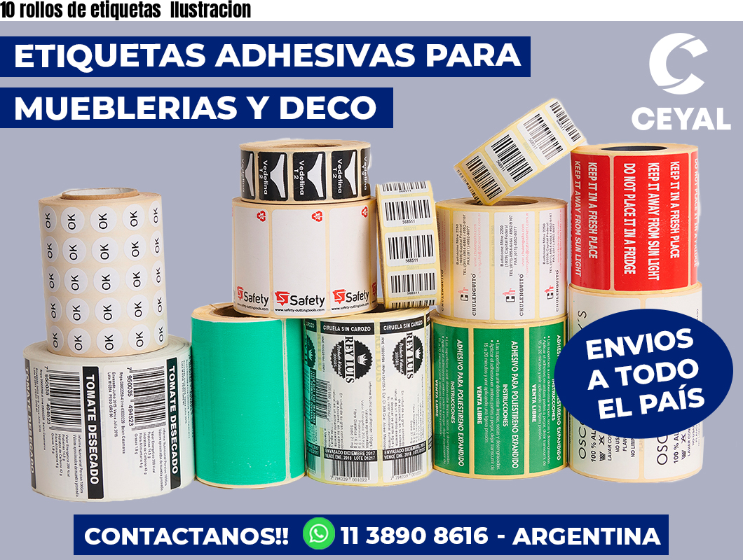 10 rollos de etiquetas  Ilustracion