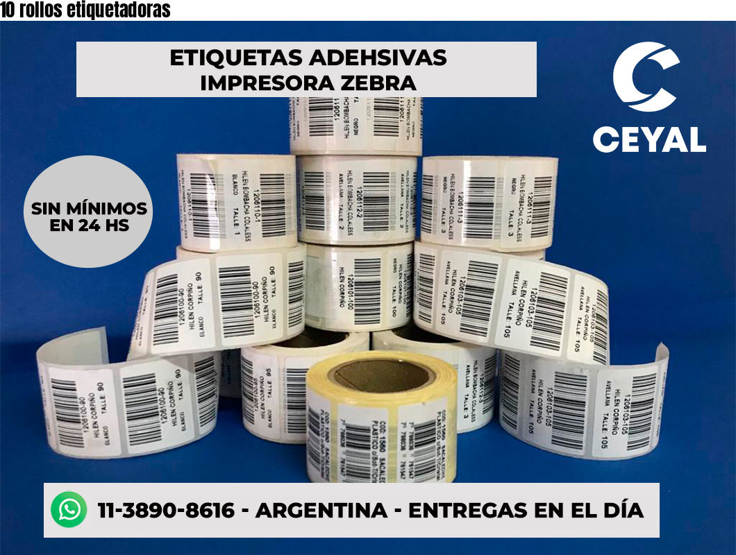 10 rollos etiquetadoras