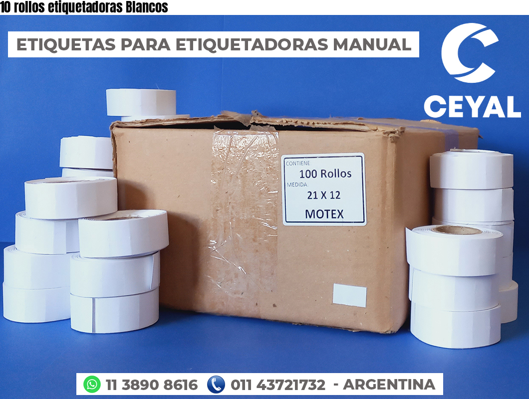 10 rollos etiquetadoras Blancos