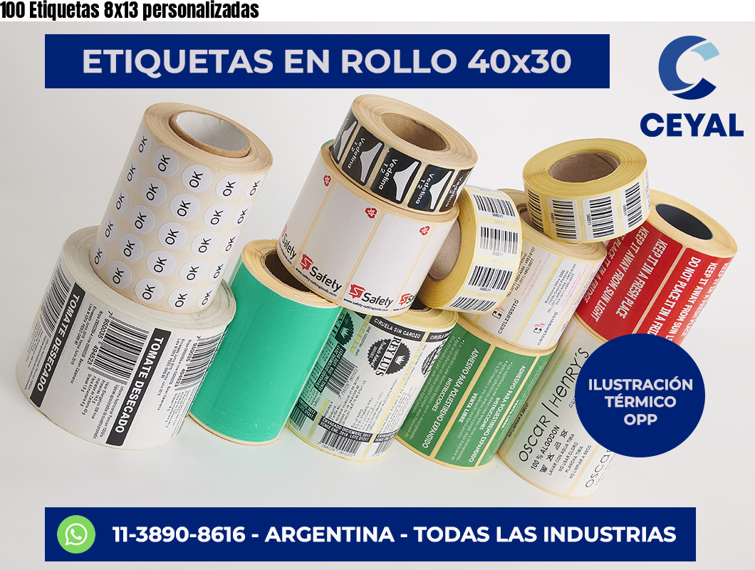 100 Etiquetas 8×13 personalizadas