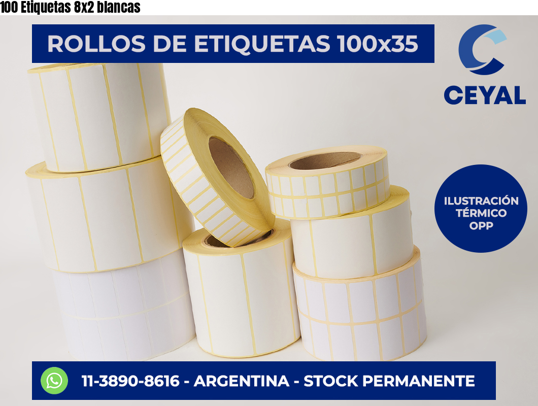 100 Etiquetas 8×2 blancas
