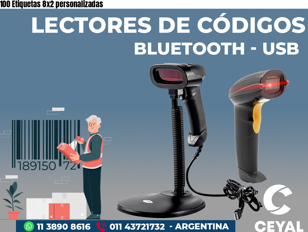 100 Etiquetas 8x2 personalizadas