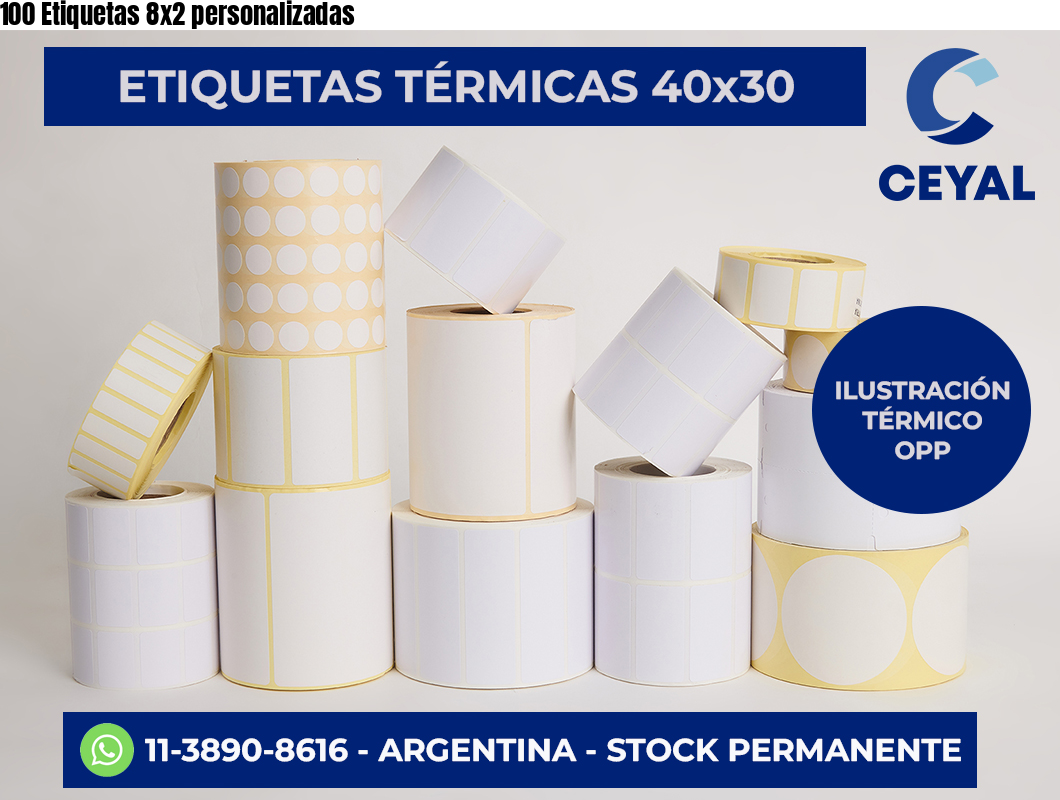 100 Etiquetas 8×2 personalizadas
