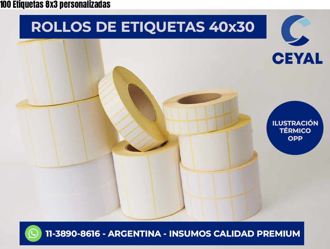 100 Etiquetas 8×3 personalizadas