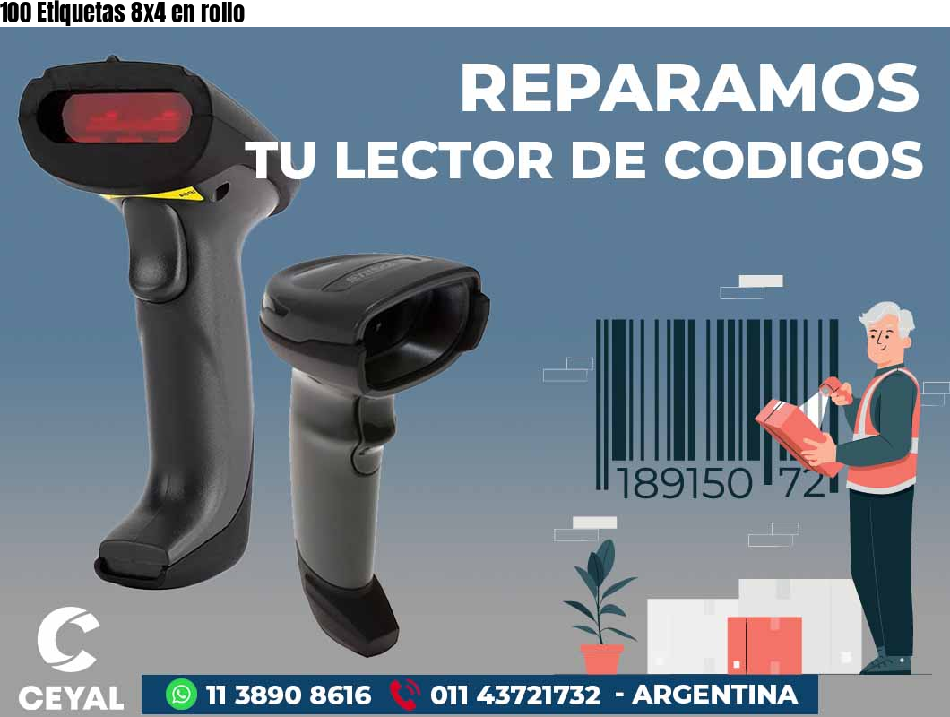 100 Etiquetas 8x4 en rollo