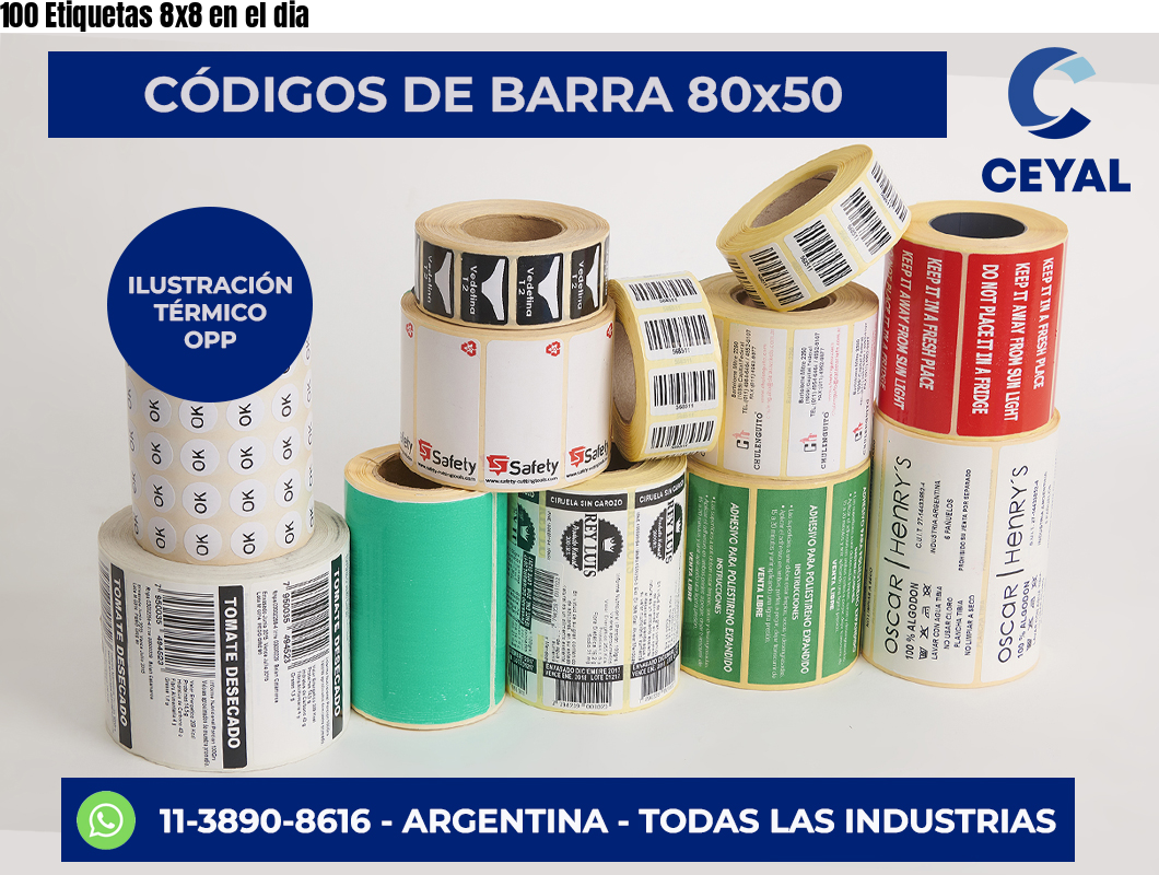 100 Etiquetas 8×8 en el dia