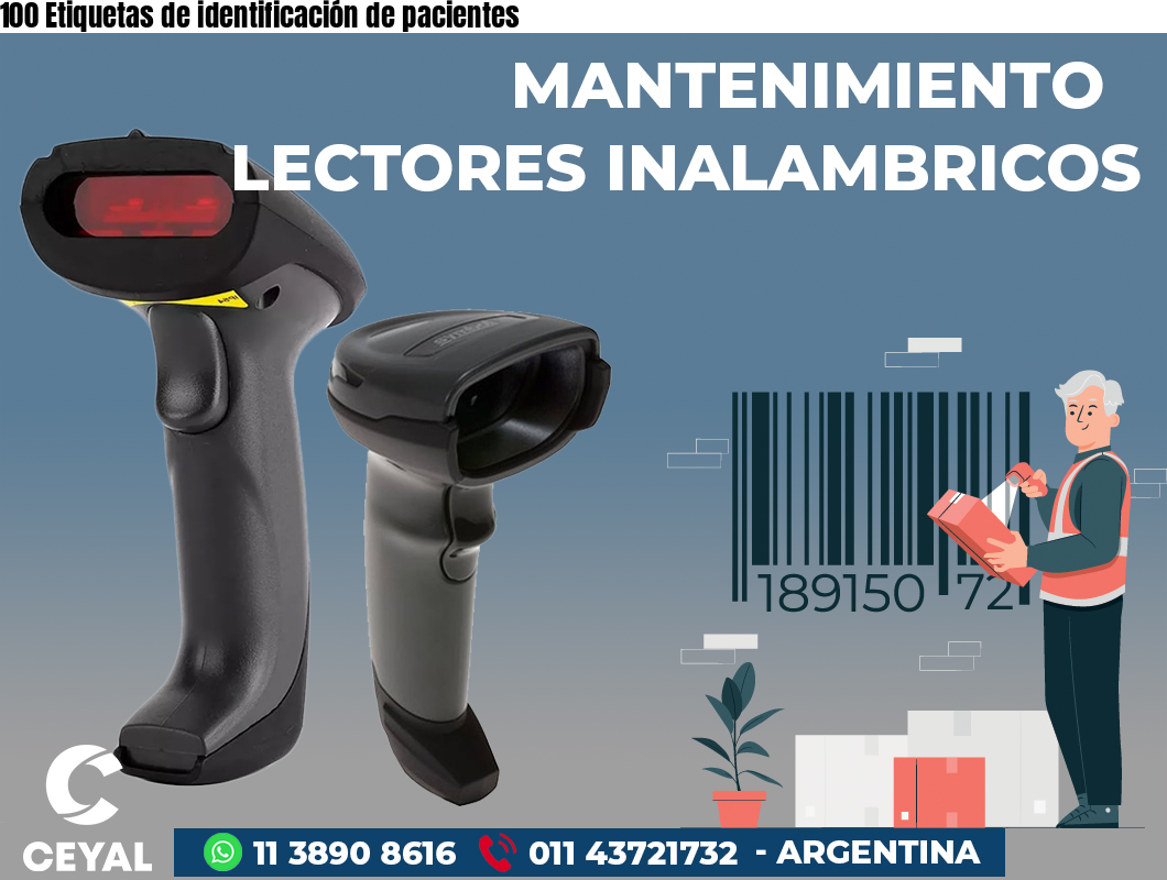 100 Etiquetas de identificación de pacientes