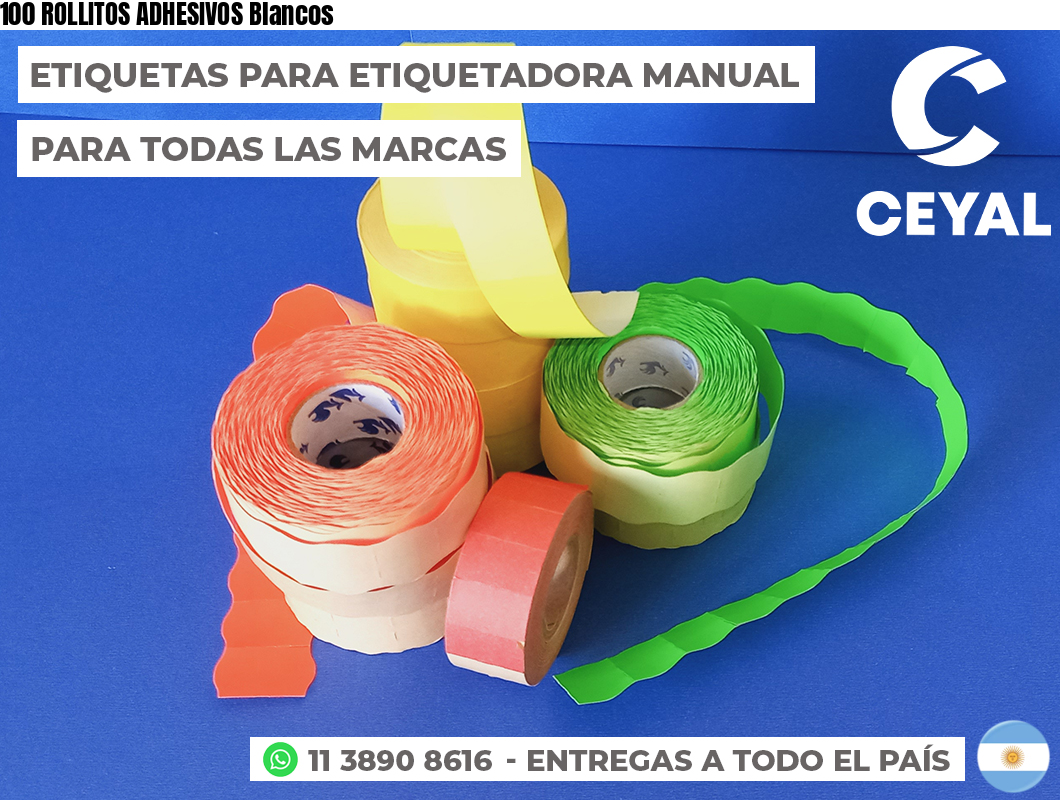 100 ROLLITOS ADHESIVOS Blancos