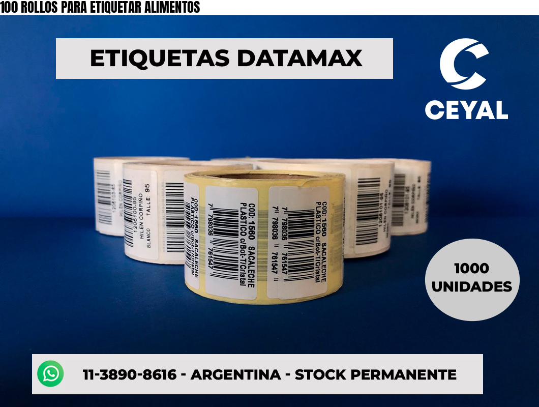100 ROLLOS PARA ETIQUETAR ALIMENTOS