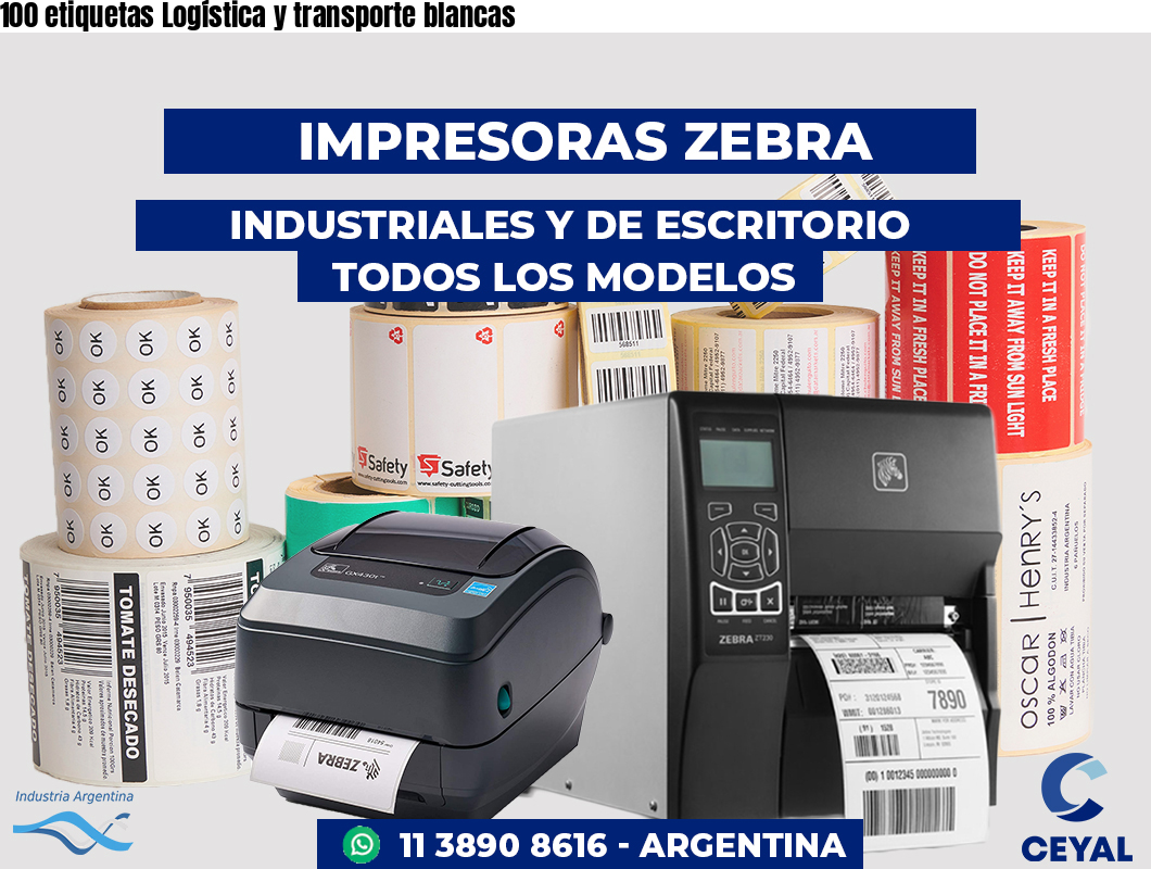 100 etiquetas Logística y transporte blancas