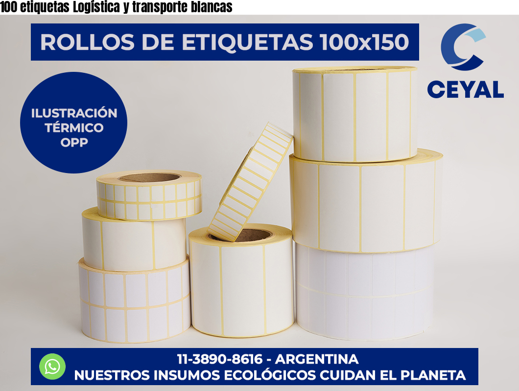 100 etiquetas Logística y transporte blancas