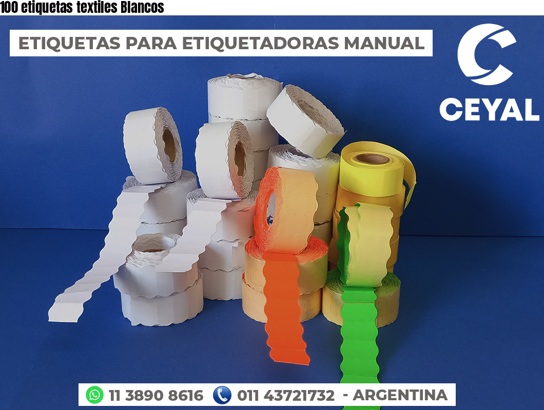 100 etiquetas textiles Blancos