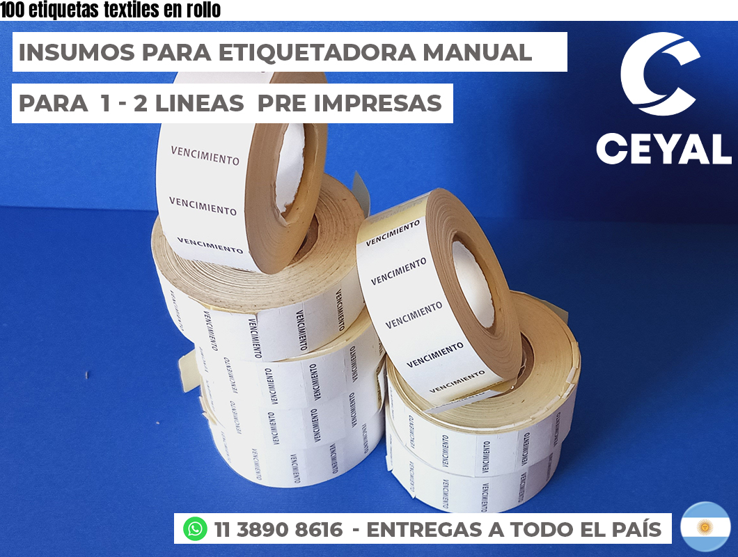 100 etiquetas textiles en rollo