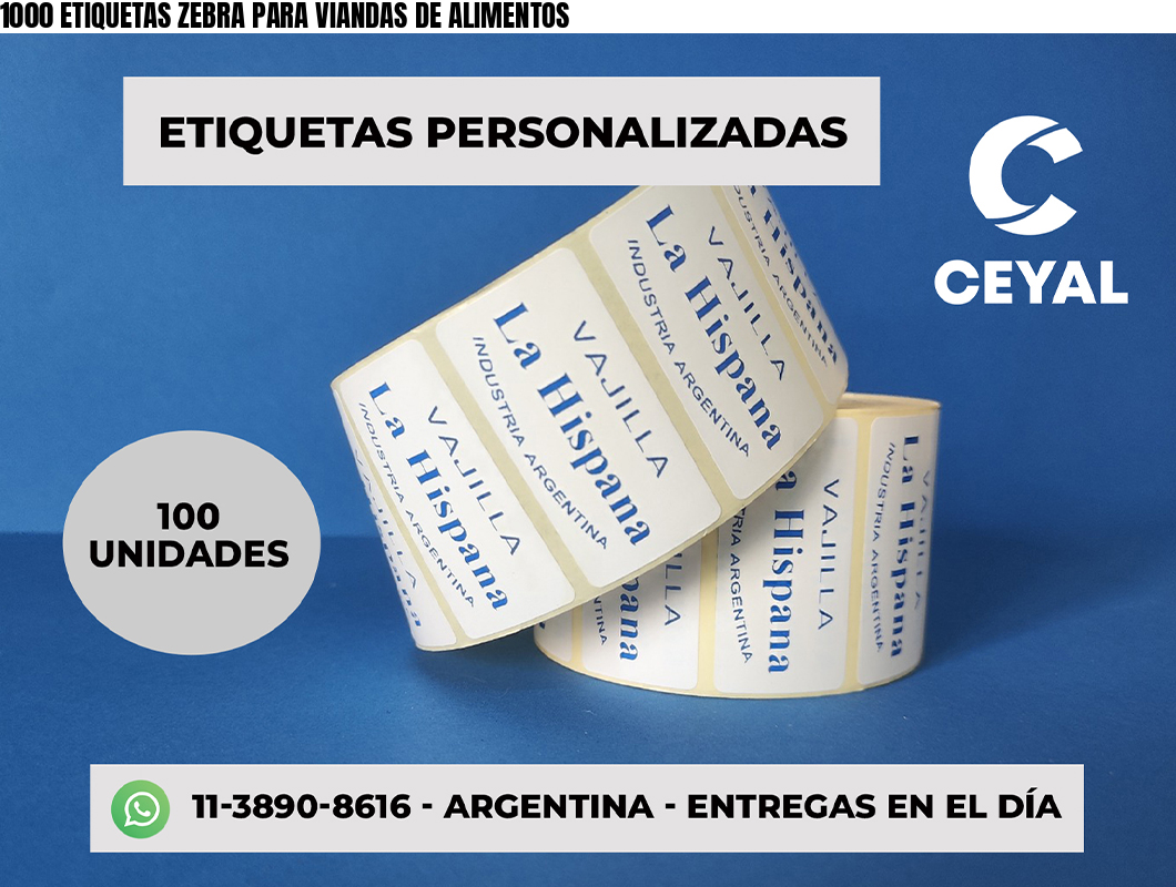 1000 ETIQUETAS ZEBRA PARA VIANDAS DE ALIMENTOS