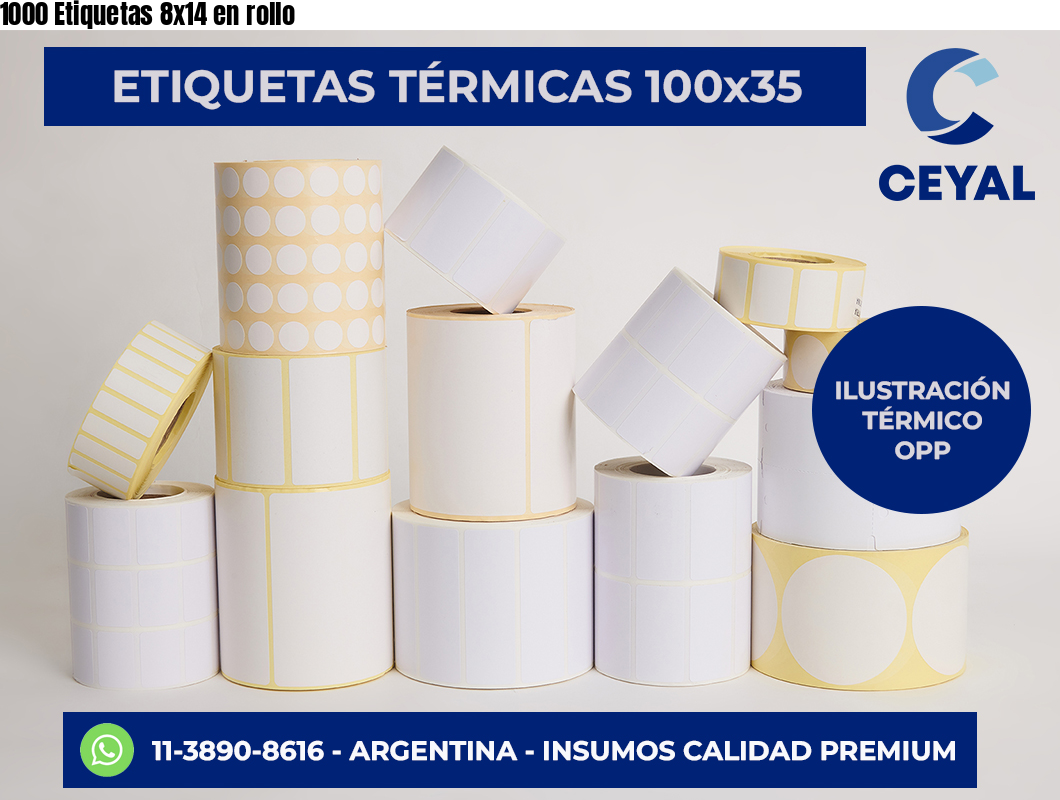 1000 Etiquetas 8×14 en rollo