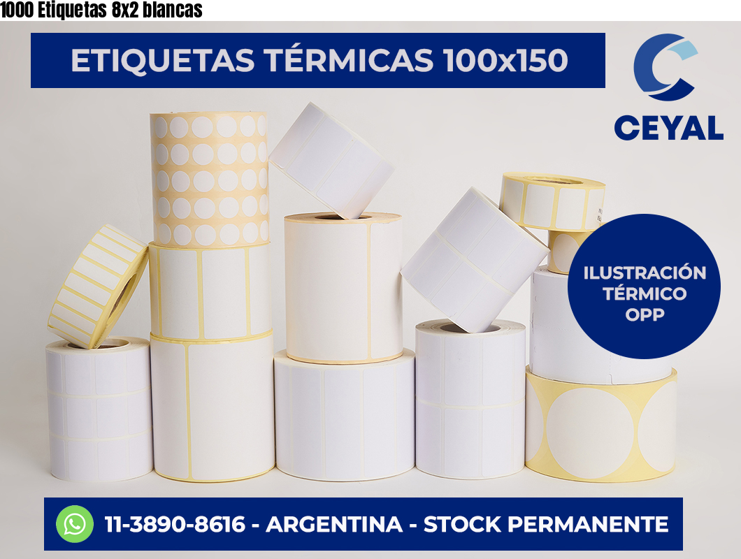 1000 Etiquetas 8×2 blancas