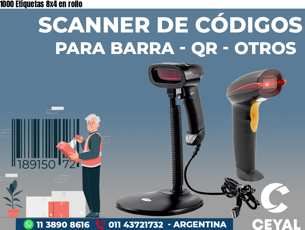 1000 Etiquetas 8x4 en rollo