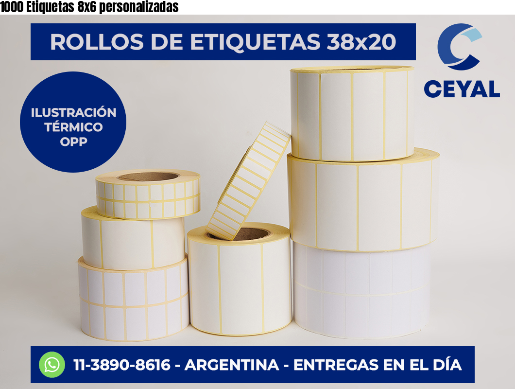 1000 Etiquetas 8×6 personalizadas