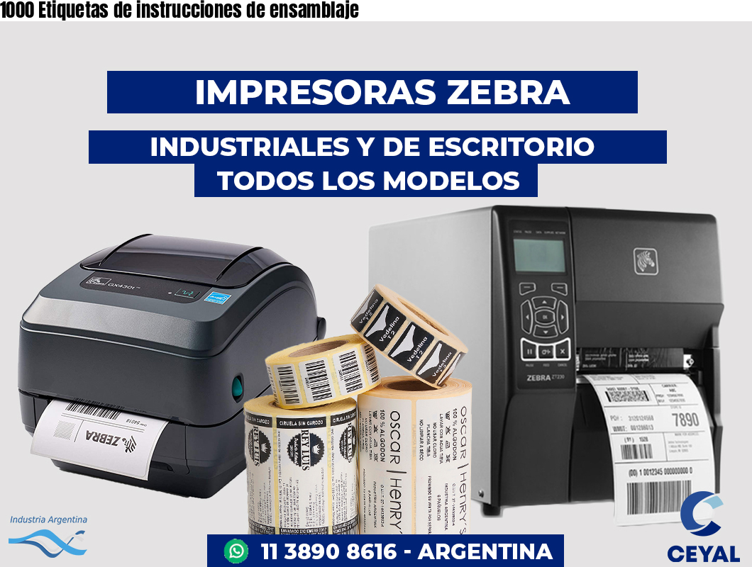 1000 Etiquetas de instrucciones de ensamblaje